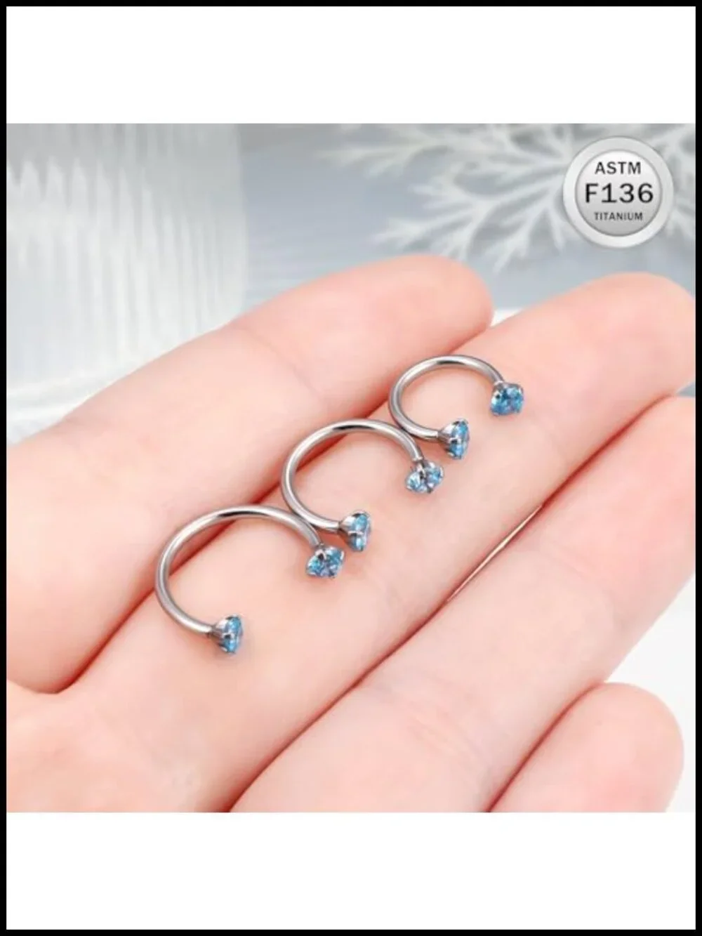 16G Titanium Horseshoe Nose Ring Septum Piercing Jewelry Internally Threaded CZ
